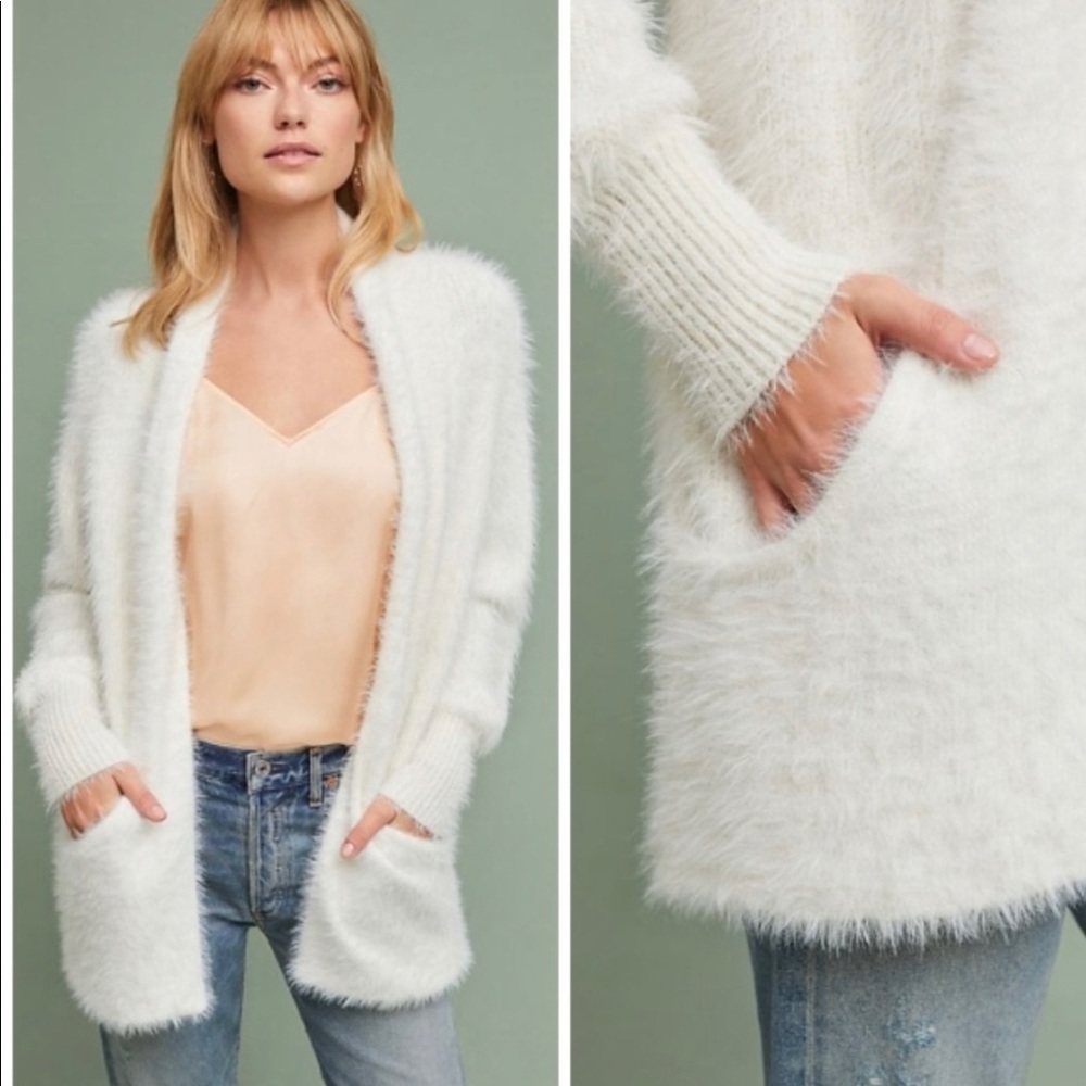 Knitted and Knotted Pocketed Eyelash Cardigan
